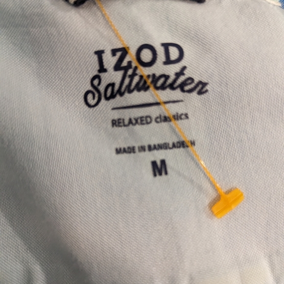 Men's Izod Saltwater Button Up -Green and Blue - Picture 5 of 5